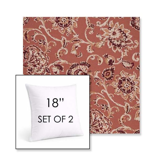 Picture of Martha Floral Rose Vine | Set of 2 | Sunbrella 18" Square Outdoor Throw Pillows with Premium Inserts
