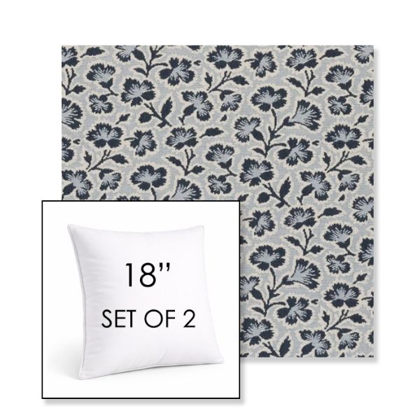 Picture of Mia Sapphire | Set of 2 | Sunbrella 18" Square Outdoor Throw Pillows with Premium Inserts