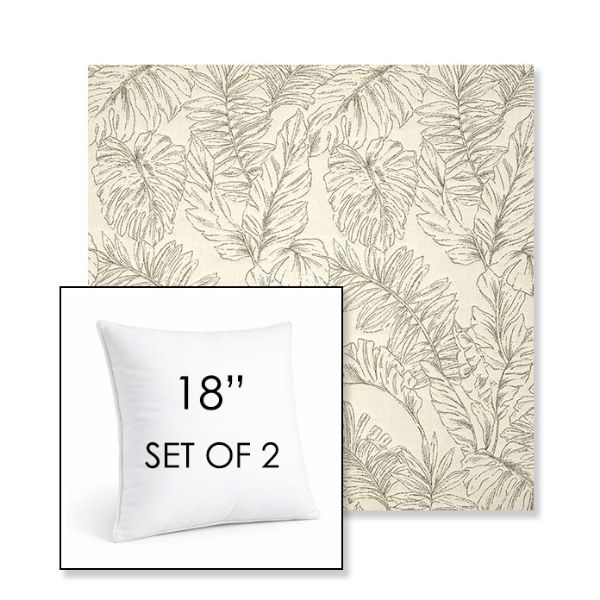 Picture of Palma Whitesand | Set of 2 | Sunbrella 18" Square Outdoor Throw Pillows with Premium Inserts