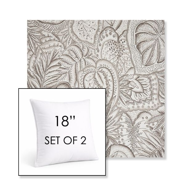 Picture of Sensibility Linen | Set of 2 | Sunbrella 18" Square Outdoor Throw Pillows with Premium Inserts