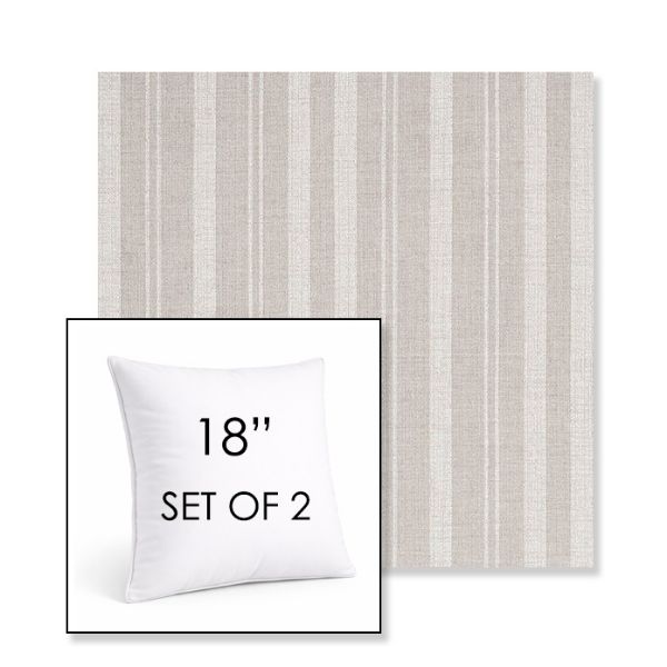 Picture of Tranquil Linen | Set of 2 | Sunbrella 18" Square Outdoor Throw Pillows with Premium Inserts