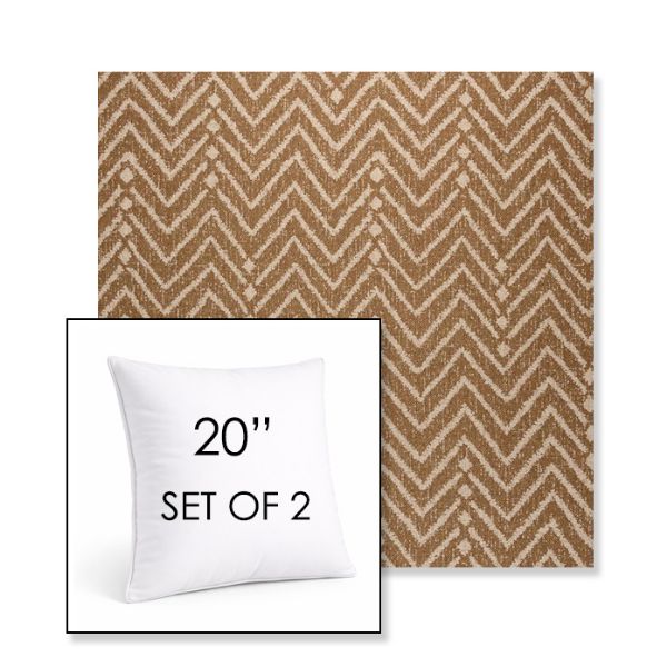 Picture of Argo Toffee | Set of 2 | Sunbrella 20" Square Outdoor Throw Pillows with Premium Inserts