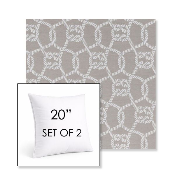 Picture of Bar Harbor Pebble | Set of 2 | Sunbrella 20" Square Outdoor Throw Pillows with Premium Inserts