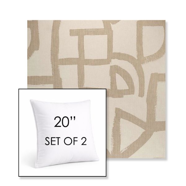 Picture of Brushstroke Stucco | Set of 2 | Sunbrella 20" Square Outdoor Throw Pillows with Premium Inserts