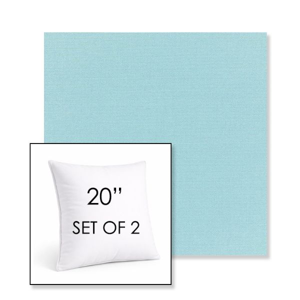 Picture of Canvas Mineral Blue | Set of 2 | Sunbrella 20" Square Outdoor Throw Pillows with Premium Inserts
