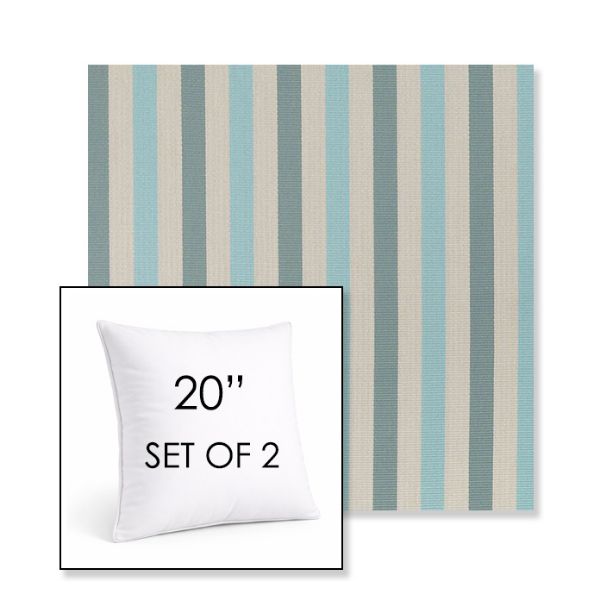 Picture of Costa Clearwater | Set of 2 | Sunbrella 20" Square Outdoor Throw Pillows with Premium Inserts