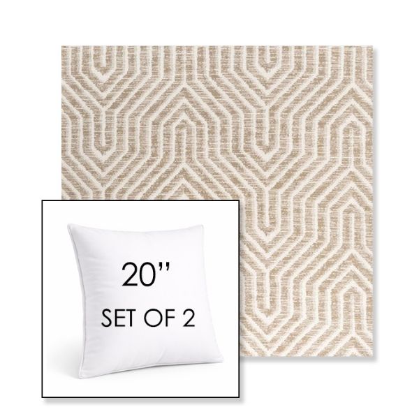 Picture of Etna Dune | Set of 2 | Sunbrella 20" Square Outdoor Throw Pillows with Premium Inserts
