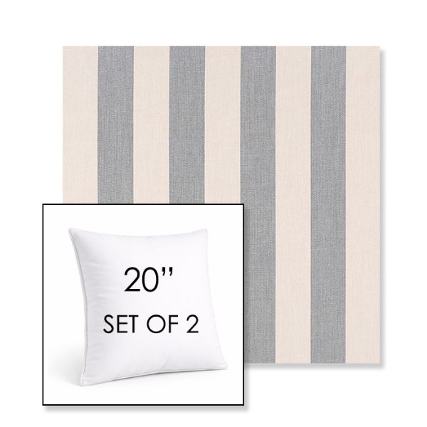 Picture of Leisure Denim | Set of 2 | Sunbrella 20" Square Outdoor Throw Pillows with Premium Inserts