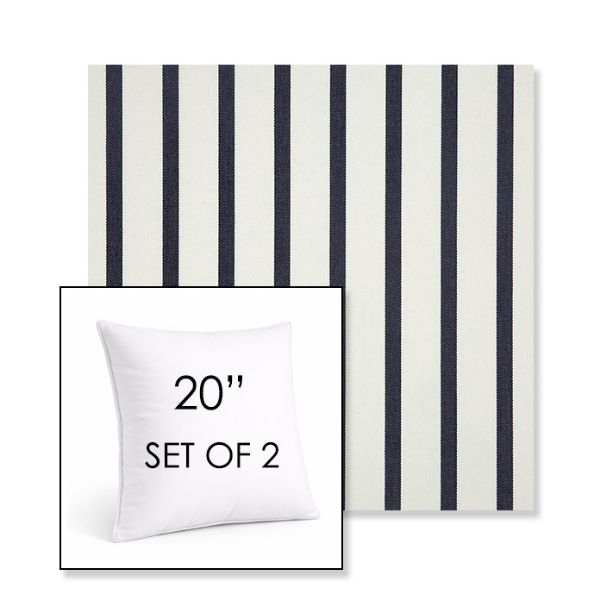 Picture of Lido Indigo | Set of 2 | Sunbrella 20" Square Outdoor Throw Pillows with Premium Inserts