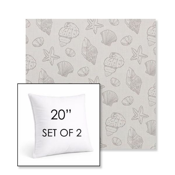 Picture of Nantucket Fossil | Set of 2 | Sunbrella 20" Square Outdoor Throw Pillows with Premium Inserts