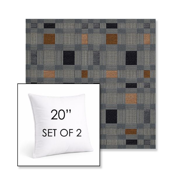 Picture of Rubix Vintage Denim | Set of 2 | Sunbrella 20" Square Outdoor Throw Pillows with Premium Inserts