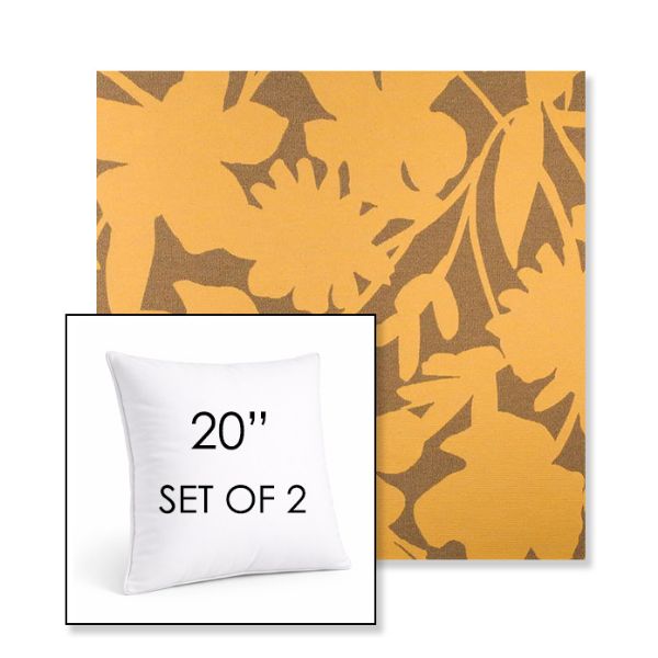 Picture of Sonny Sunshine | Set of 2 | Sunbrella 20" Square Outdoor Throw Pillows with Premium Inserts