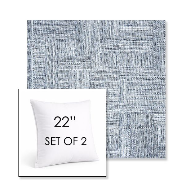 Picture of Boro Indigo | Set of 2 | Sunbrella 22" Square Outdoor Throw Pillows with Premium Inserts