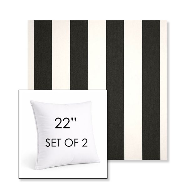 Picture of Cabana Classic | Set of 2 | Sunbrella 22" Square Outdoor Throw Pillows with Premium Inserts