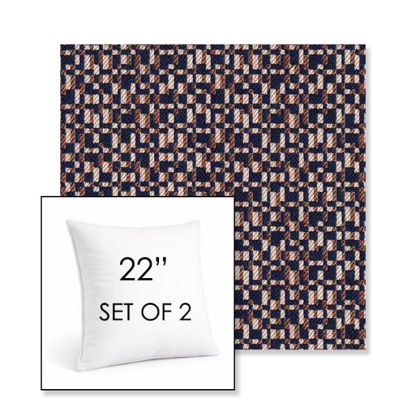 Picture of Carat Azurite | Set of 2 | Sunbrella 22" Square Outdoor Throw Pillows with Premium Inserts
