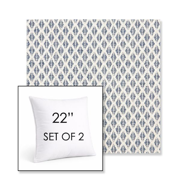 Picture of Detail Denim | Set of 2 | Sunbrella 22" Square Outdoor Throw Pillows with Premium Inserts