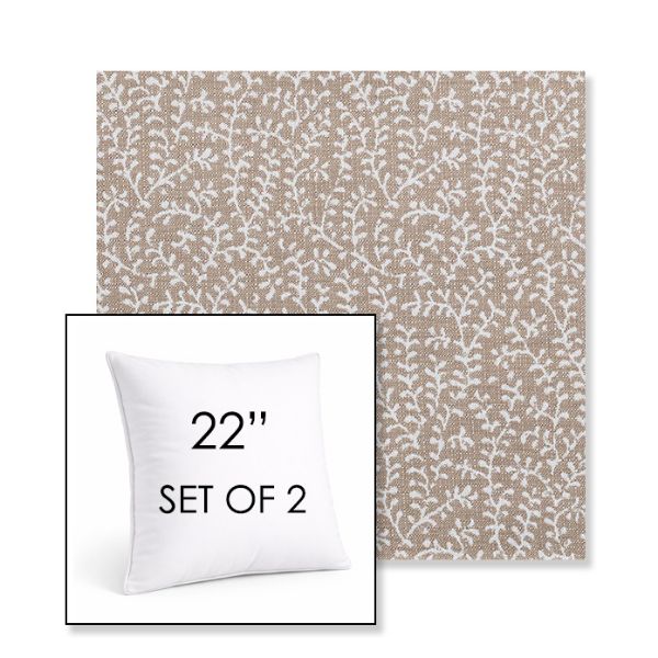 Picture of Eberly Linen | Set of 2 | Sunbrella 22" Square Outdoor Throw Pillows with Premium Inserts