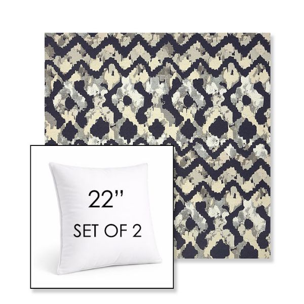 Picture of Inga Midnight | Set of 2 | Sunbrella 22" Square Outdoor Throw Pillows with Premium Inserts