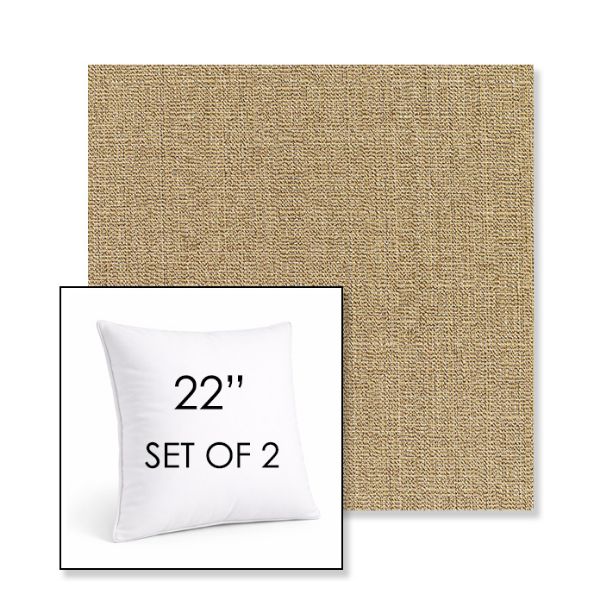 Picture of Linen Sesame | Set of 2 | Sunbrella 22" Square Outdoor Throw Pillows with Premium Inserts