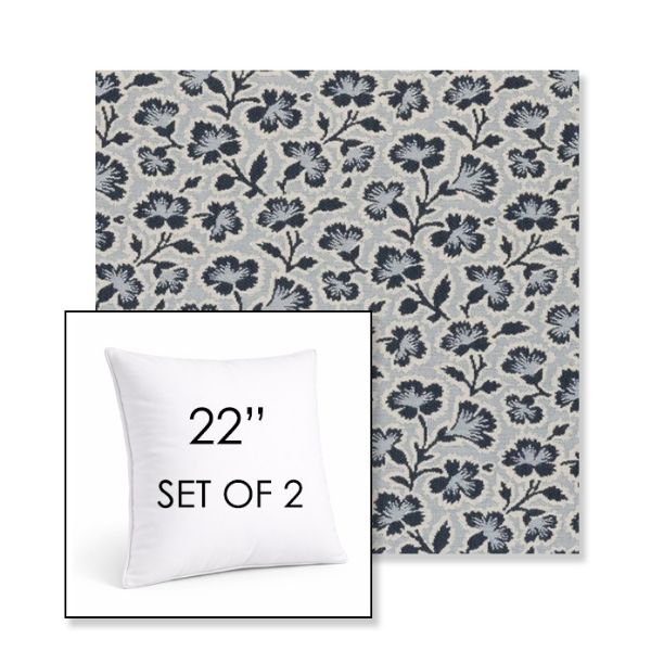 Picture of Mia Sapphire | Set of 2 | Sunbrella 22" Square Outdoor Throw Pillows with Premium Inserts