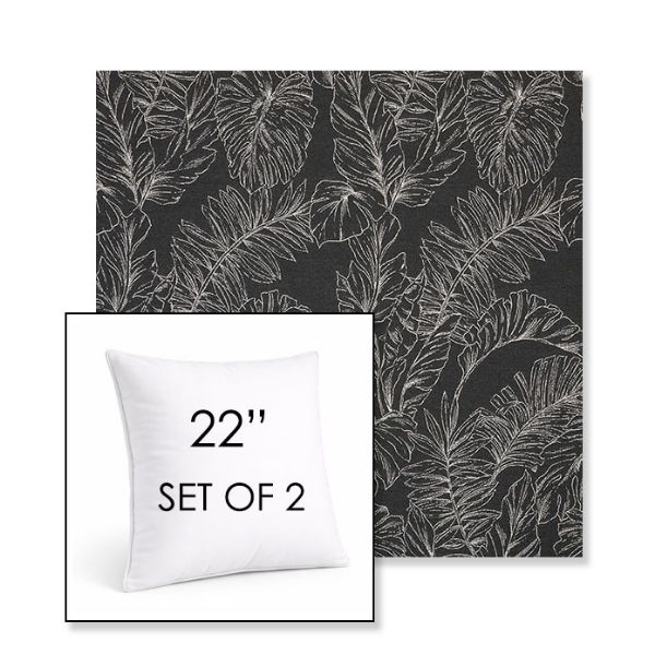 Picture of Palma Shadow | Set of 2 | Sunbrella 22" Square Outdoor Throw Pillows with Premium Inserts