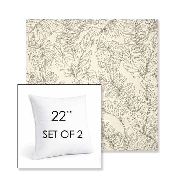 Picture of Palma Whitesand | Set of 2 | Sunbrella 22" Square Outdoor Throw Pillows with Premium Inserts