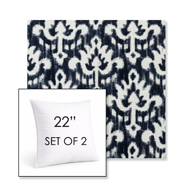 Picture of Patra Indigo | Set of 2 | Sunbrella 22" Square Outdoor Throw Pillows with Premium Inserts
