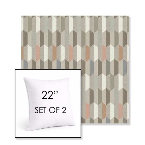 Picture of Precise Fawn | Set of 2 | Sunbrella 22" Square Outdoor Throw Pillows with Premium Inserts