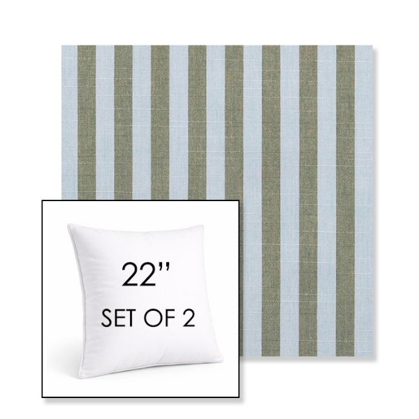 Picture of Sail Away Aloe | Set of 2 | Sunbrella 22" Square Outdoor Throw Pillows with Premium Inserts