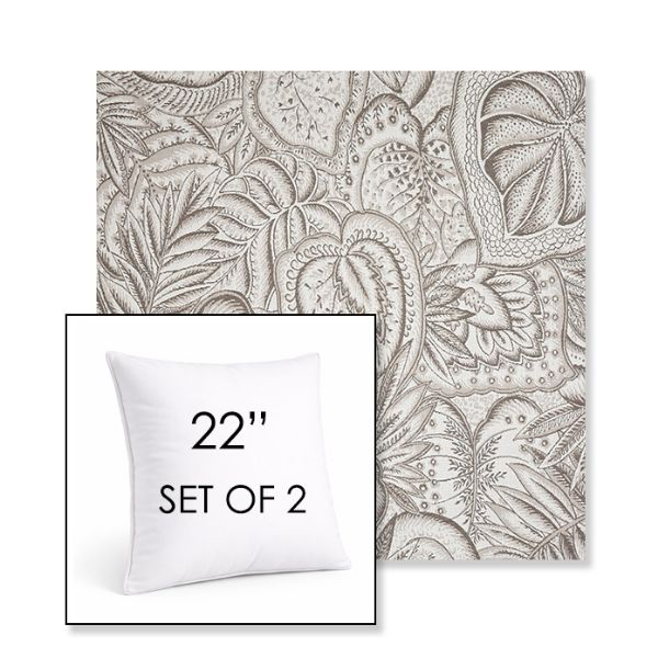 Picture of Sensibility Linen | Set of 2 | Sunbrella 22" Square Outdoor Throw Pillows with Premium Inserts