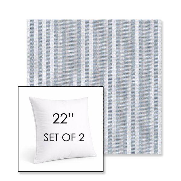 Picture of Tap Chambray | Set of 2 | Sunbrella 22" Square Outdoor Throw Pillows with Premium Inserts