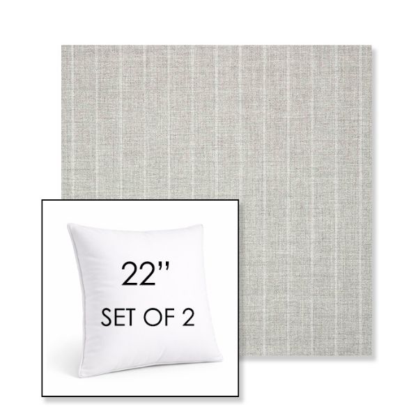 Picture of Ticking Fog | Set of 2 | Sunbrella 22" Square Outdoor Throw Pillows with Premium Inserts