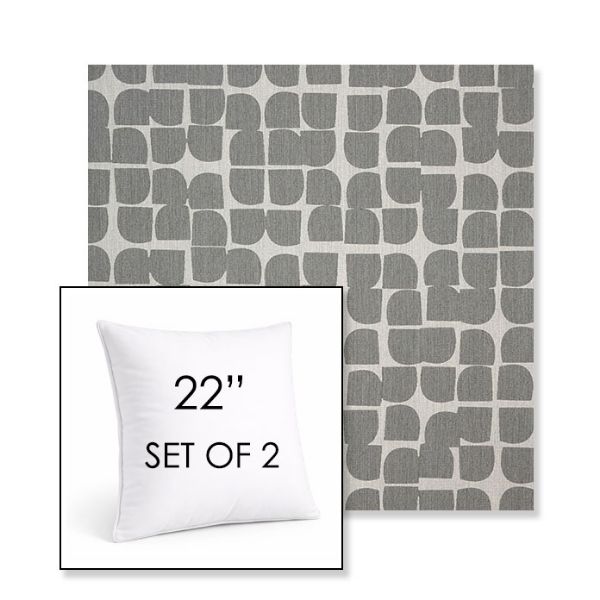 Picture of Toggle Greystone | Set of 2 | Sunbrella 22" Square Outdoor Throw Pillows with Premium Inserts
