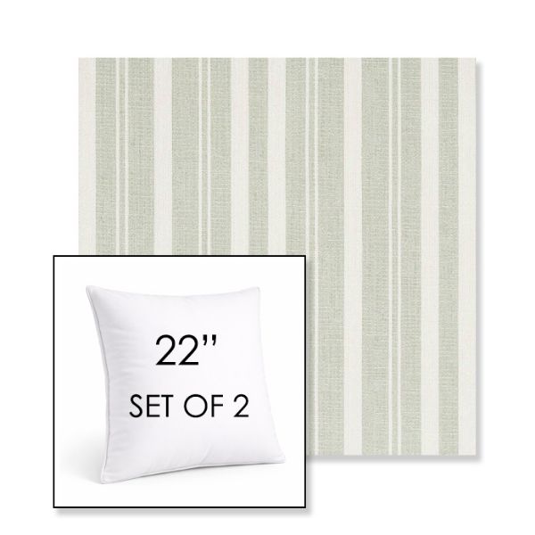 Picture of Tranquil Sage | Set of 2 | Sunbrella 22" Square Outdoor Throw Pillows with Premium Inserts
