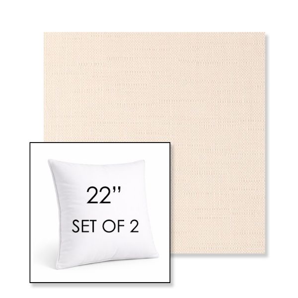 Picture of Willa Cream | Set of 2 | Sunbrella 22" Square Outdoor Throw Pillows with Premium Inserts