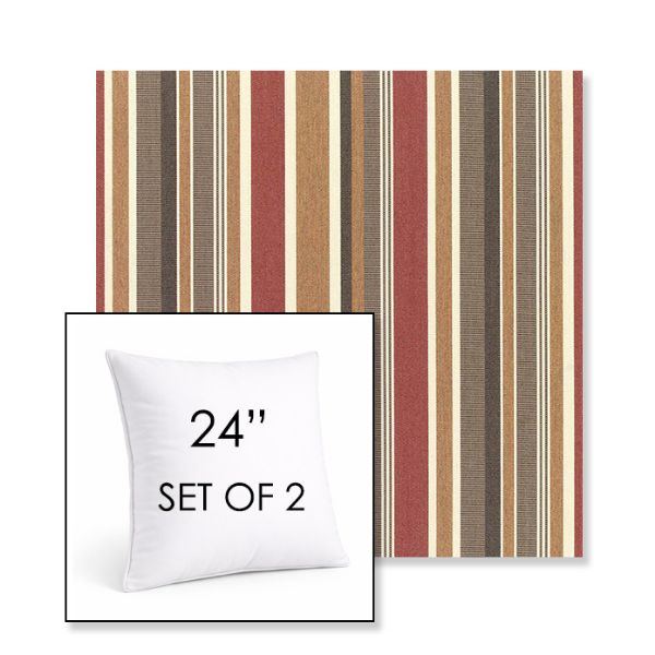 Picture of Brannon Redwood | Set of 2 | Sunbrella 24" Square Outdoor Throw Pillows with Premium Inserts
