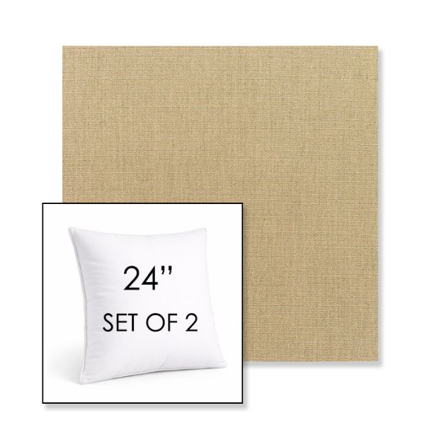 Picture of Canvas Heather Beige | Set of 2 | Sunbrella 24" Square Outdoor Throw Pillows with Premium Inserts