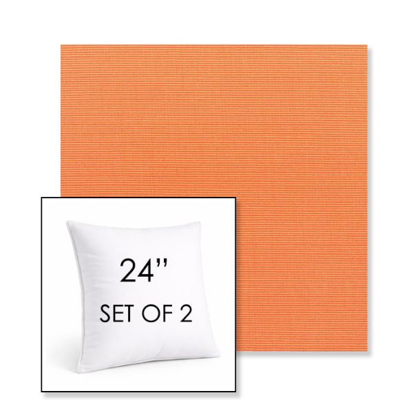 Picture of Canvas Tangerine | Set of 2 | Sunbrella 24" Square Outdoor Throw Pillows with Premium Inserts