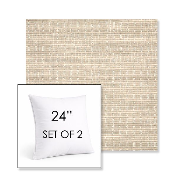 Picture of Embrace Linen | Set of 2 | Sunbrella 24" Square Outdoor Throw Pillows with Premium Inserts