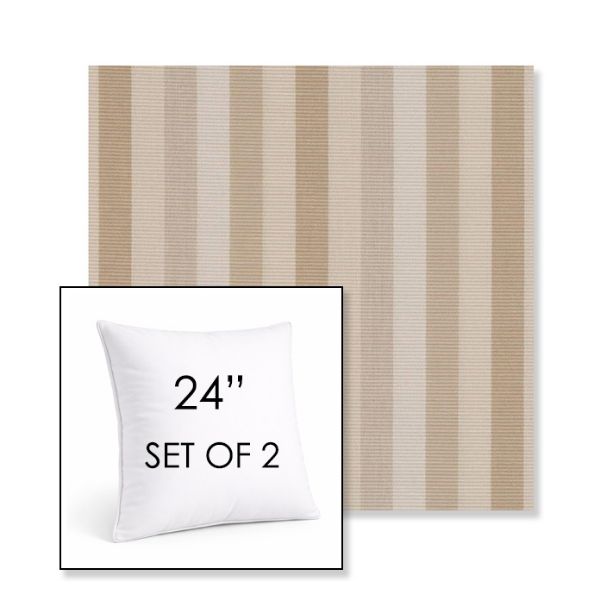 Picture of Entice Linen | Set of 2 | Sunbrella 24" Square Outdoor Throw Pillows with Premium Inserts