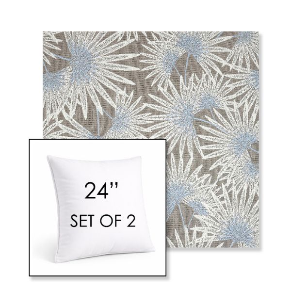 Picture of Etta Vapor | Set of 2 | Sunbrella 24" Square Outdoor Throw Pillows with Premium Inserts