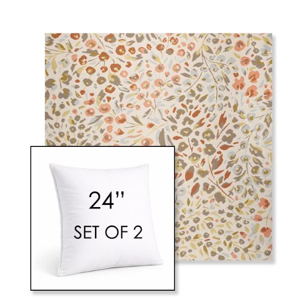 Picture of Flora Sunset | Set of 2 | Sunbrella 24" Square Outdoor Throw Pillows with Premium Inserts