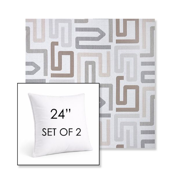 Picture of Labyrinth Cloud | Set of 2 | Sunbrella 24" Square Outdoor Throw Pillows with Premium Inserts