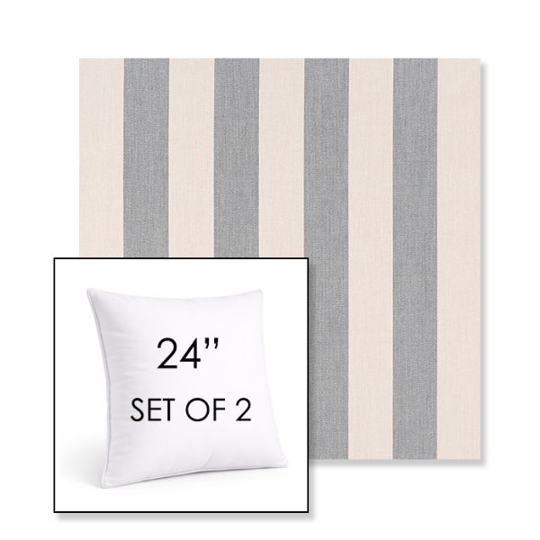 Picture of Leisure Denim | Set of 2 | Sunbrella 24" Square Outdoor Throw Pillows with Premium Inserts
