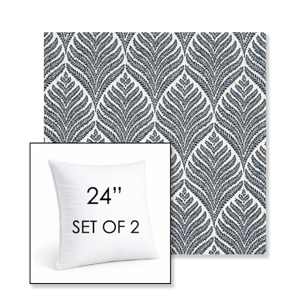 Picture of Linnaeus Indigo | Set of 2 | Sunbrella 24" Square Outdoor Throw Pillows with Premium Inserts