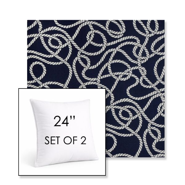 Picture of Maritime Nautical | Set of 2 | Sunbrella 24" Square Outdoor Throw Pillows with Premium Inserts