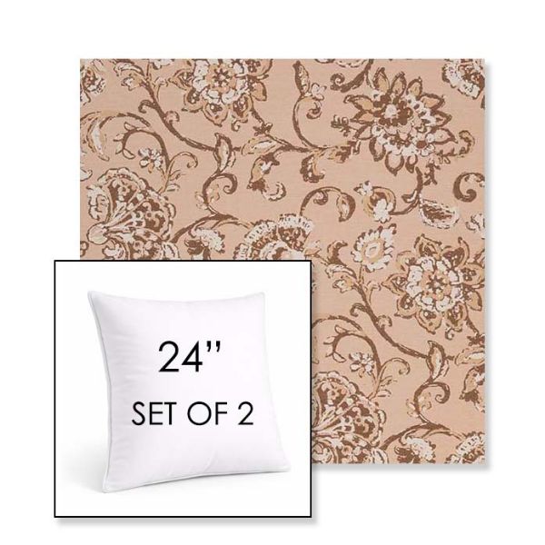 Picture of Martha Floral Dogwood | Set of 2 | Sunbrella 24" Square Outdoor Throw Pillows with Premium Inserts
