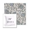 Picture of Martha Floral Periwinkle | Set of 2 | Sunbrella 24" Square Outdoor Throw Pillows with Premium Inserts