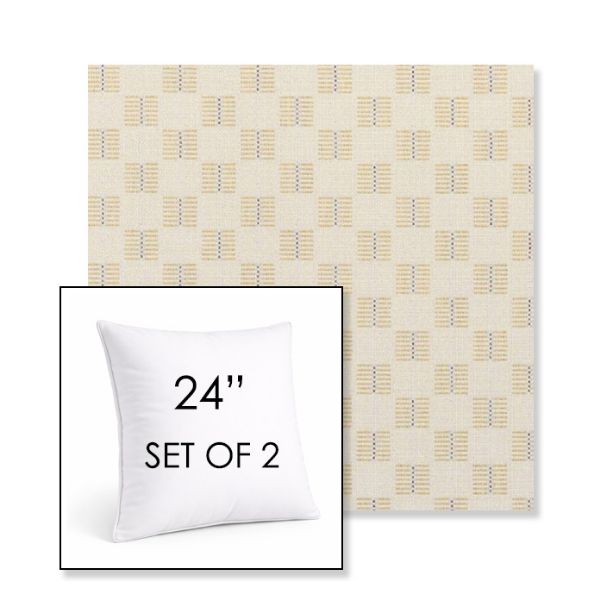 Picture of Mend Saffron | Set of 2 | Sunbrella 24" Square Outdoor Throw Pillows with Premium Inserts