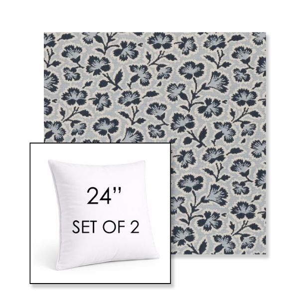Picture of Mia Sapphire | Set of 2 | Sunbrella 24" Square Outdoor Throw Pillows with Premium Inserts